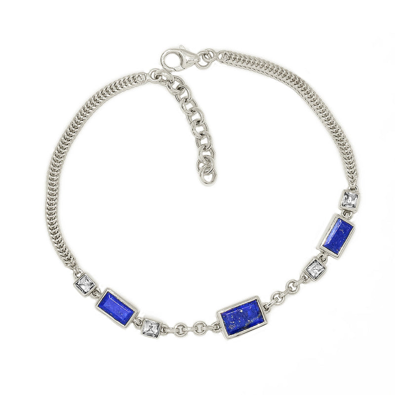 8.2" Lapis Faceted & White Topaz Bracelets - LPFB8