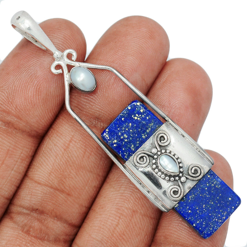 2.6" Lapis & Pearl Pendants - LPSP2741