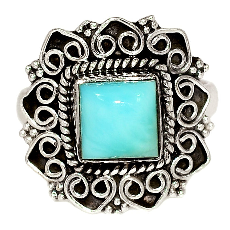 7*7 MM Fine Filigree - Larimar Ring - LRIR2683