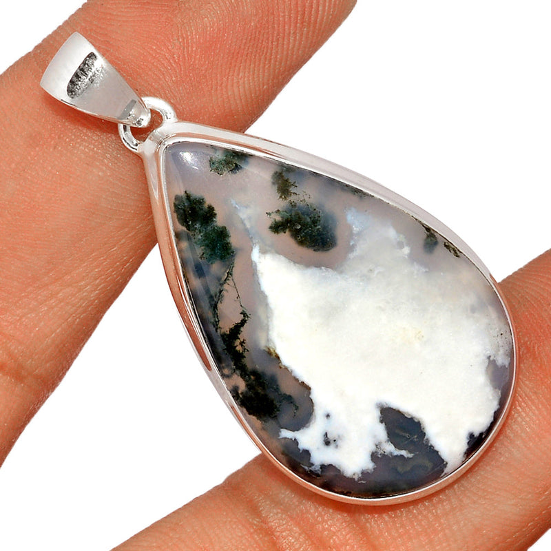 2" Moss Agate In White Quartz Pendants - MAQP106