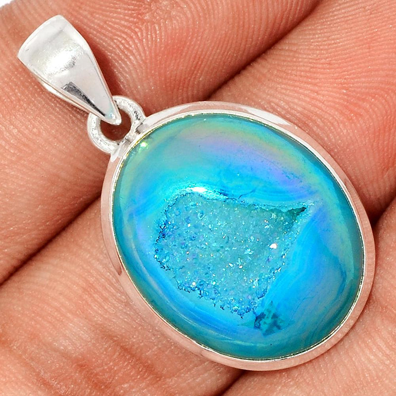 1.3" Marine Blue Aura Druzy Pendants - MBDP190