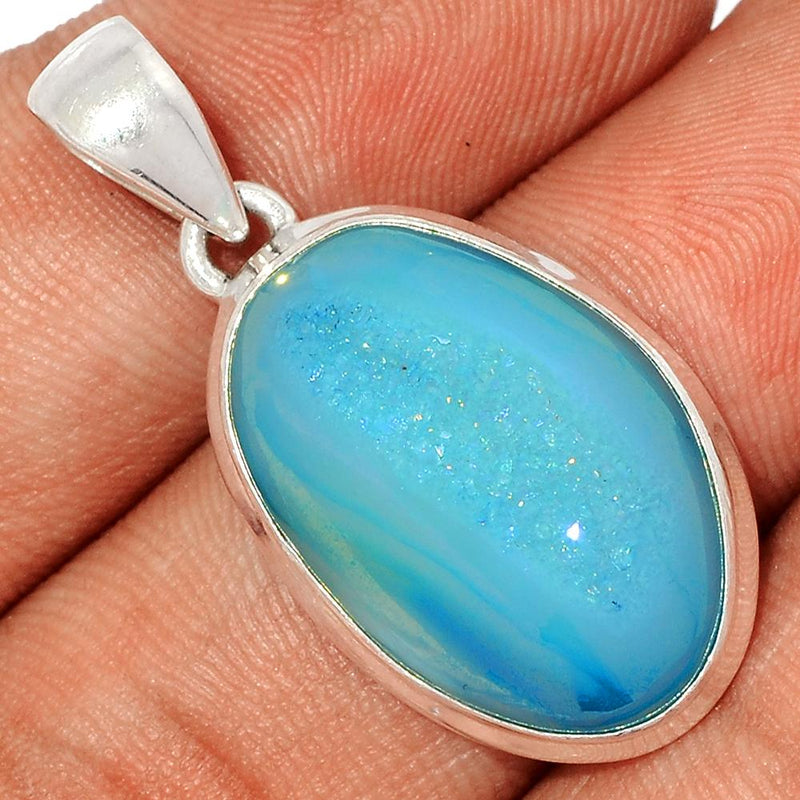 1.3" Marine Blue Aura Druzy Pendants - MBDP200