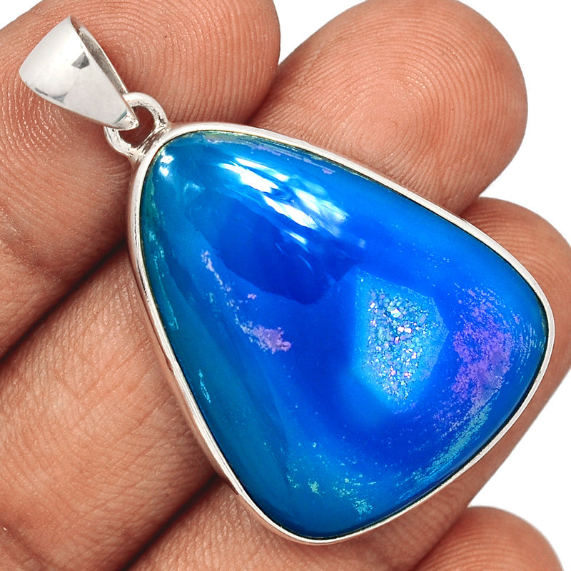 1.7" Marine Blue Aura Druzy Pendants - MBDP205
