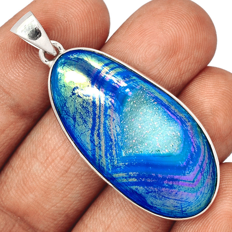 2" Marine Blue Aura Druzy Pendants - MBDP207
