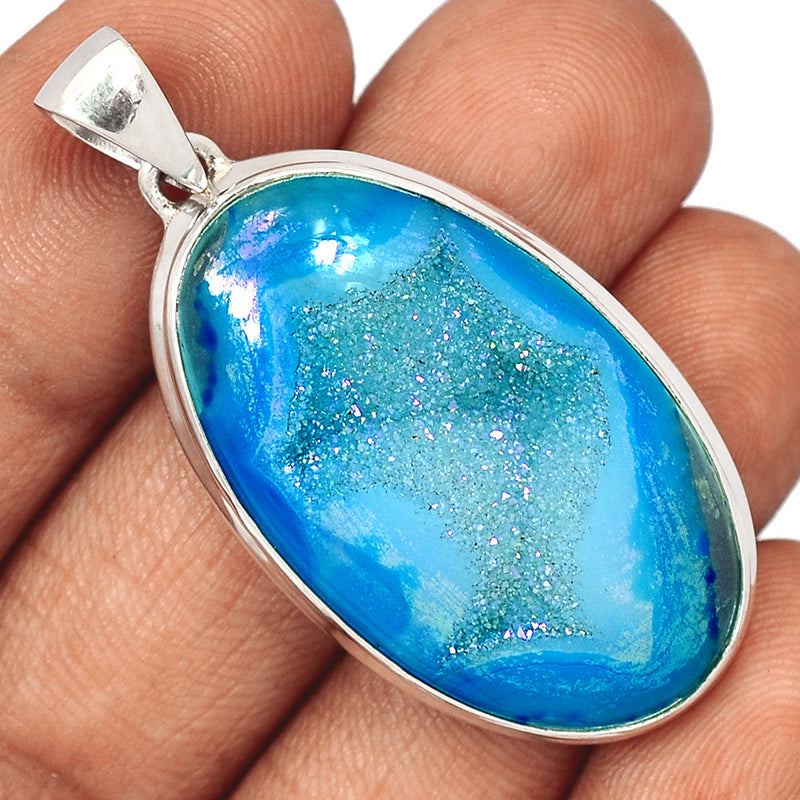 2" Marine Blue Aura Druzy Pendants - MBDP225