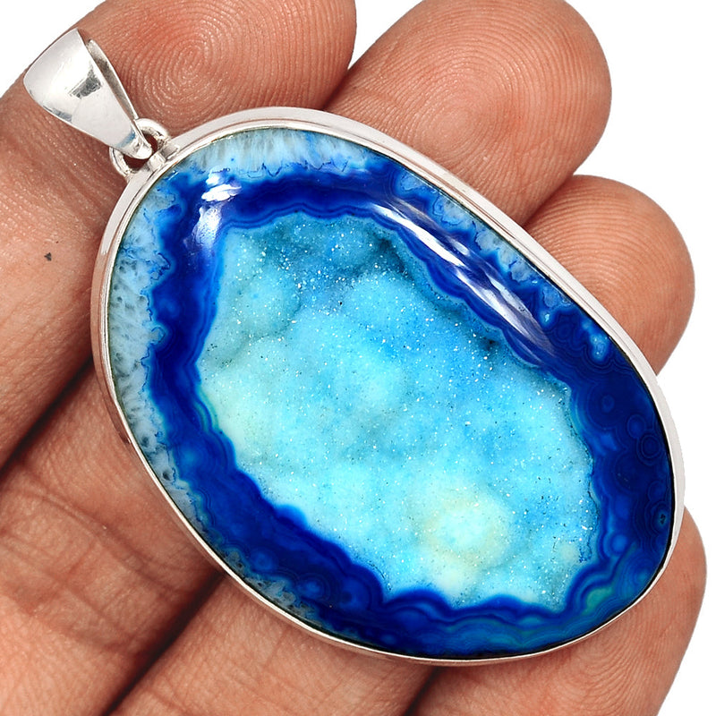 2.5" Marine Blue Aura Druzy Pendants - MBDP230