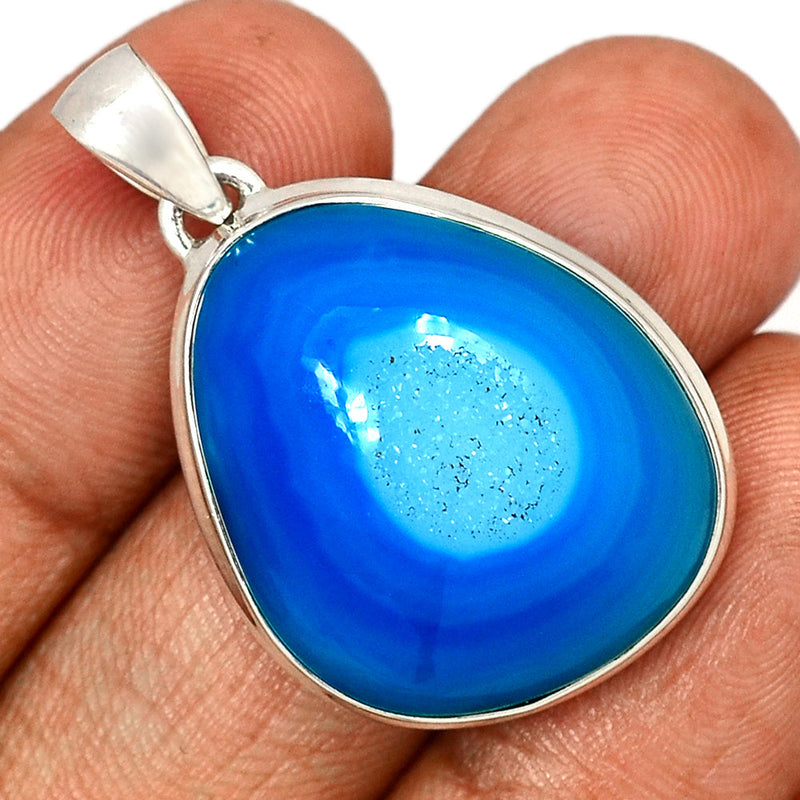 1.6" Marine Blue Aura Druzy Pendants - MBDP252