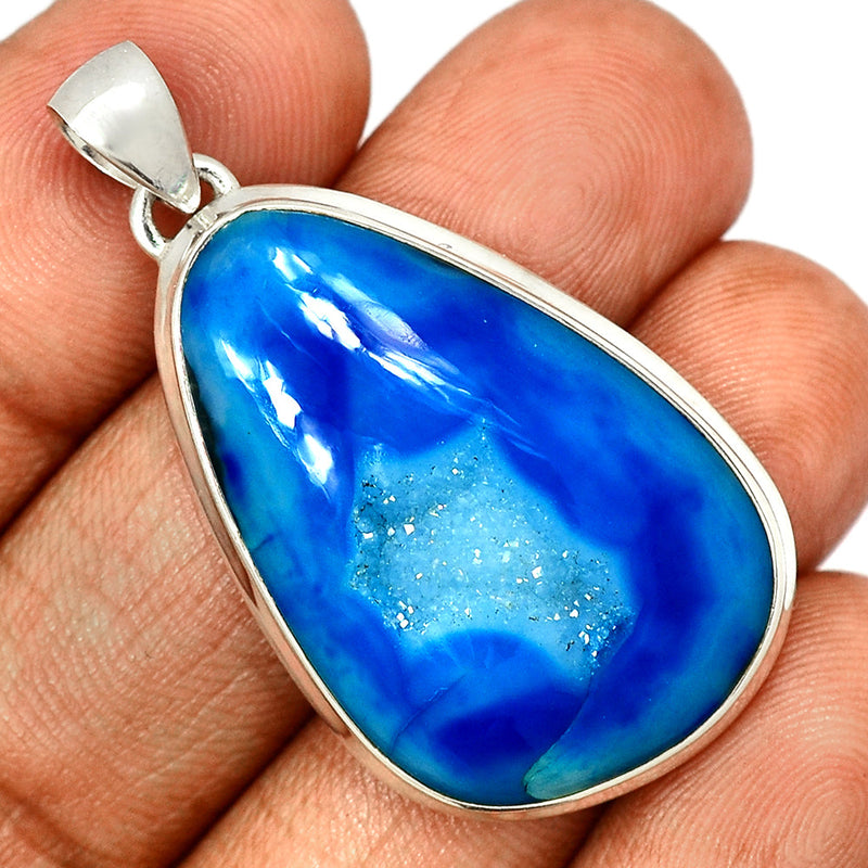 1.8" Marine Blue Aura Druzy Pendants - MBDP254