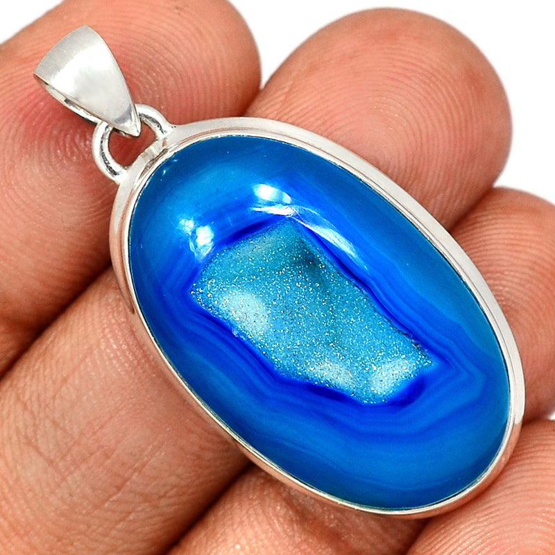 1.7" Marine Blue Aura Druzy Pendants - MBDP257