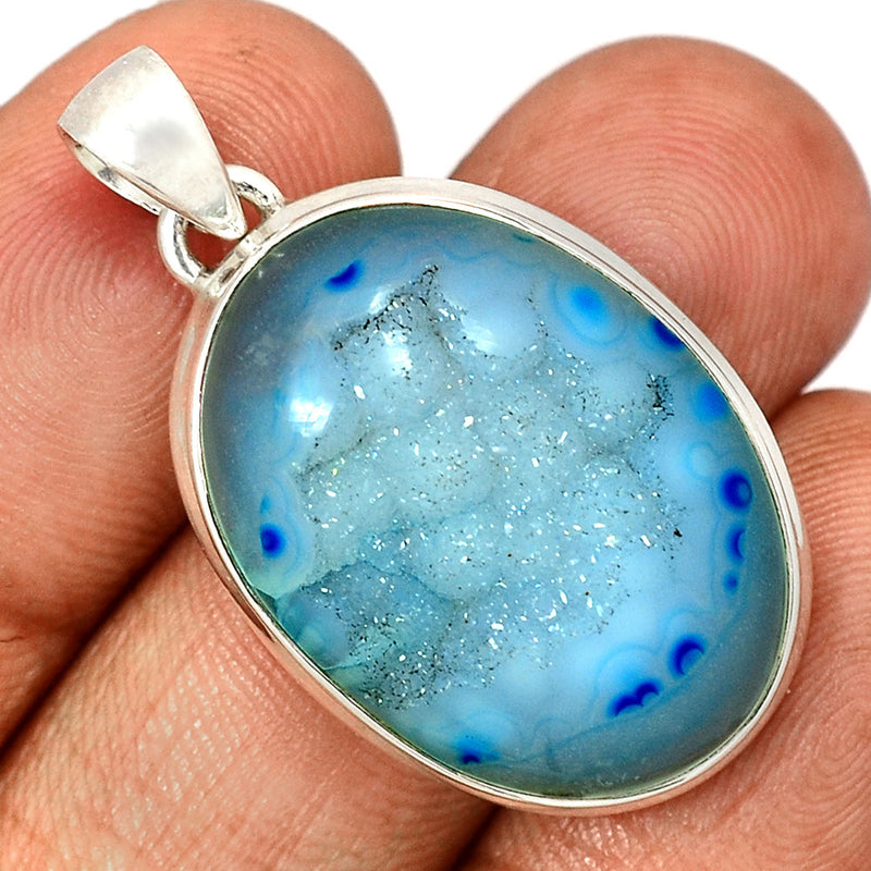 1.5" Marine Blue Aura Druzy Pendants - MBDP267