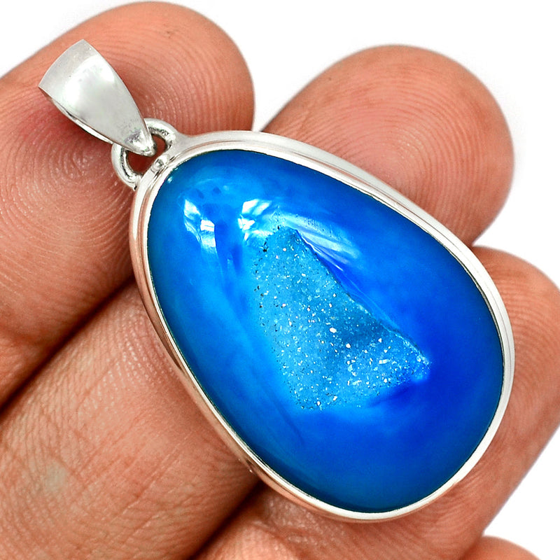 1.7" Marine Blue Aura Druzy Pendants - MBDP271