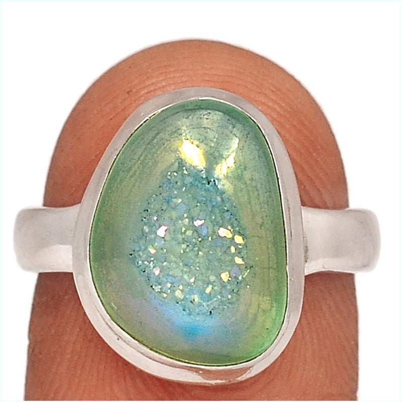Marine Blue Aura Druzy Ring - MBDR132