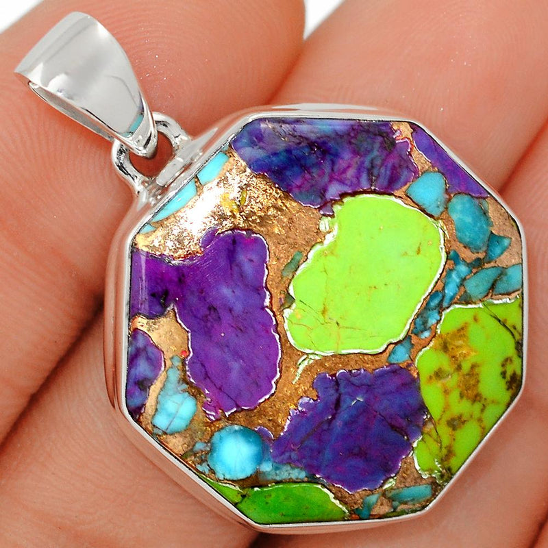 1.5" Multi Copper Turquoise Pendants - MCTP68