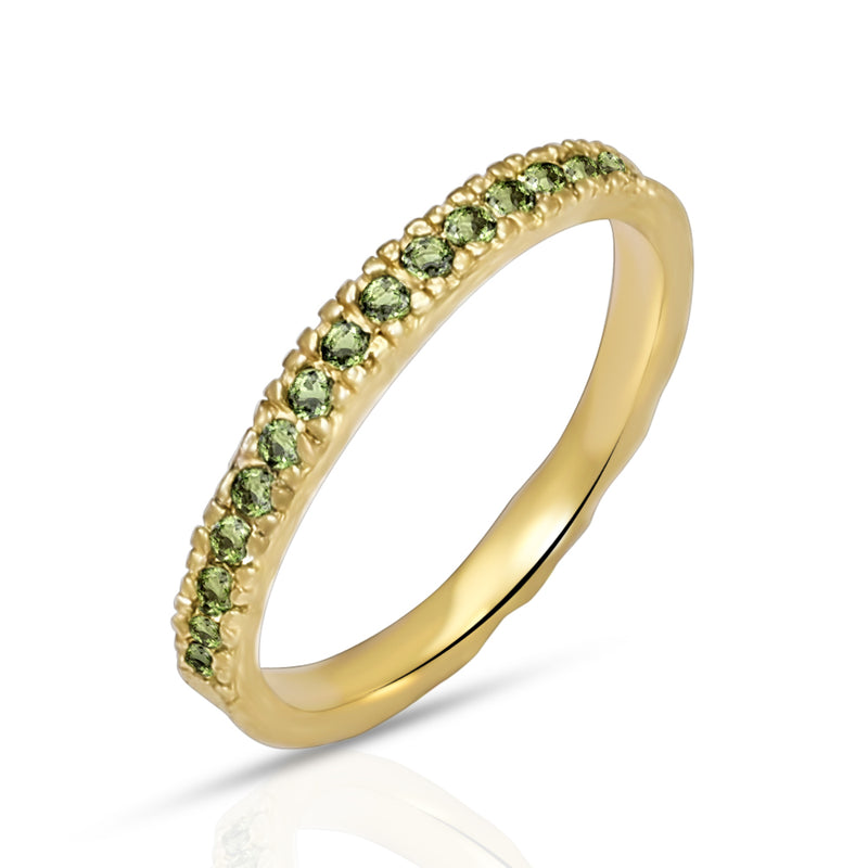 1.5 MM Round - 18k Gold Vermeil - Moldavite Faceted Ring - MDS2 Catalogue