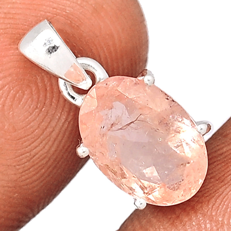 0.7" Claw - Morganite Faceted Pendants - MGFP377