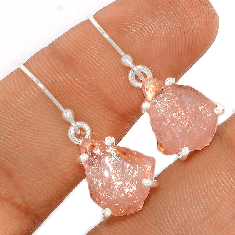 1.1" Claw - Morganite Rough Earrings - MGNE292