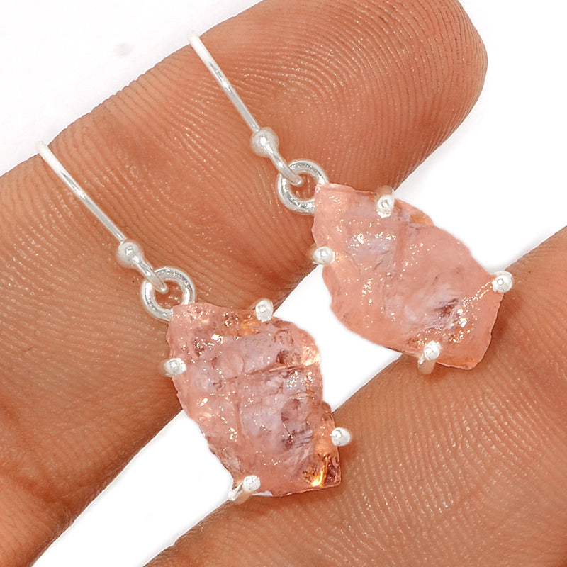 1.2" Claw - Morganite Rough Earrings - MGNE293