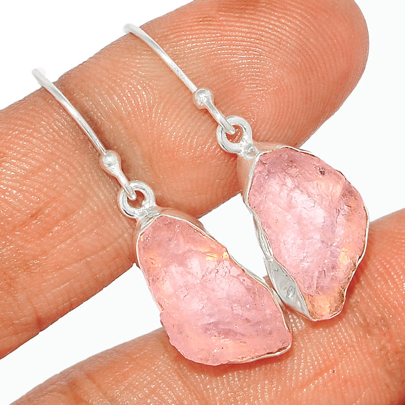 1.5" Morganite Rough Earrings - MGNE404