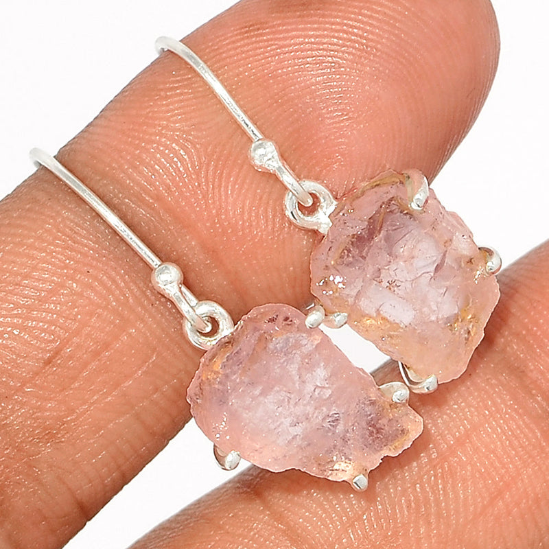 1.2"  Claw - Morganite Rough Earrings - MGNE445