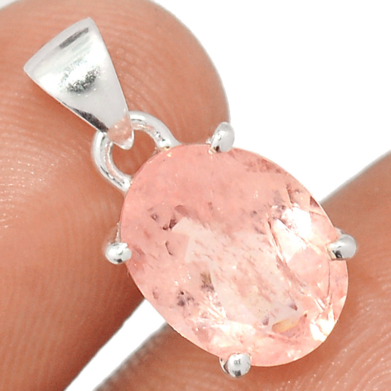 0.7" Claw - Morganite Faceted Pendants - MGNP529