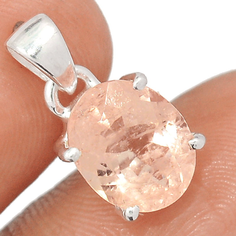 0.7" Claw - Morganite Faceted Pendants - MGNP537
