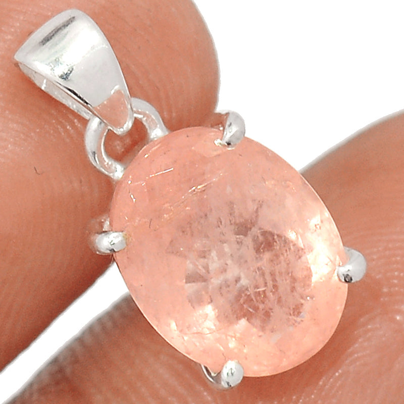 0.7" Claw - Morganite Faceted Pendants - MGNP541