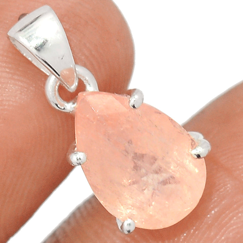 0.7" Claw - Morganite Faceted Pendants - MGNP543