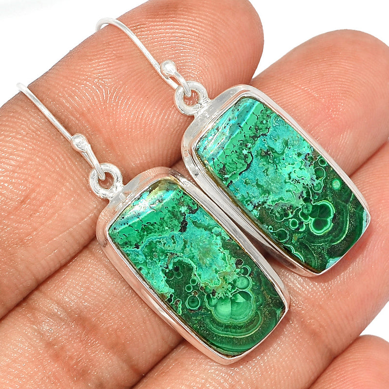 1.7" Malachite In Chrysocolla Earrings - MICE704