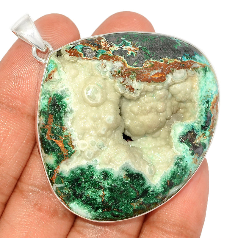 2.3" Malachite In Chrysocolla Druzy Pendants - MIDP147