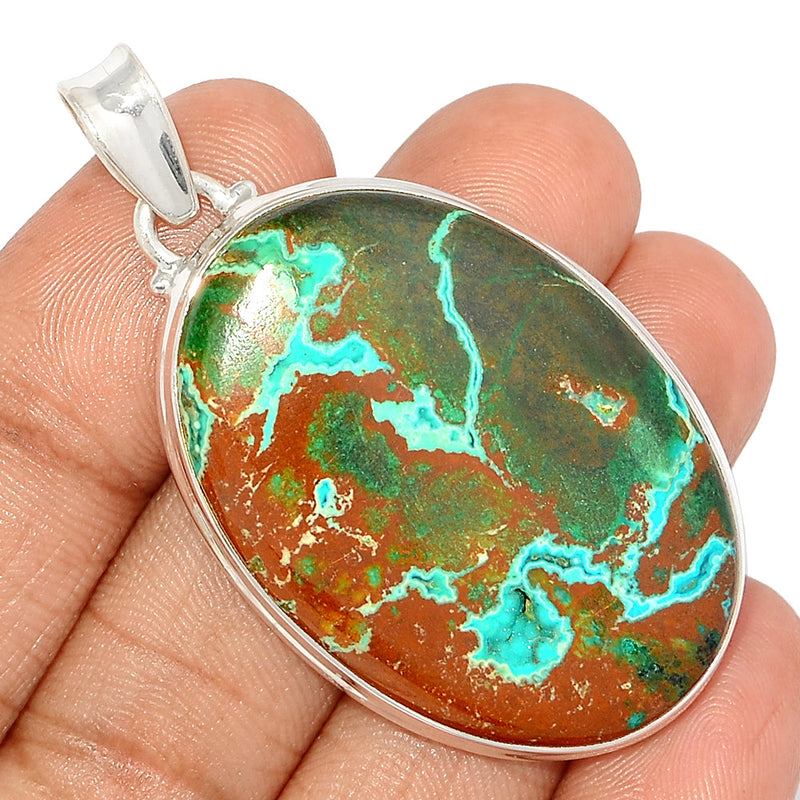 2.2" Malachite In Chrysocolla Druzy Pendants - MIDP150