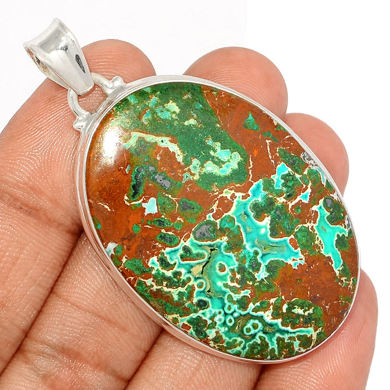 2.3" Malachite In Chrysocolla Druzy Pendants - MIDP154