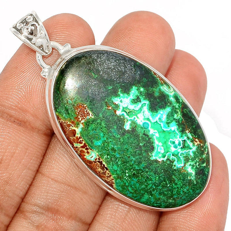 2.2" Malachite In Chrysocolla Druzy Pendants - MIDP155