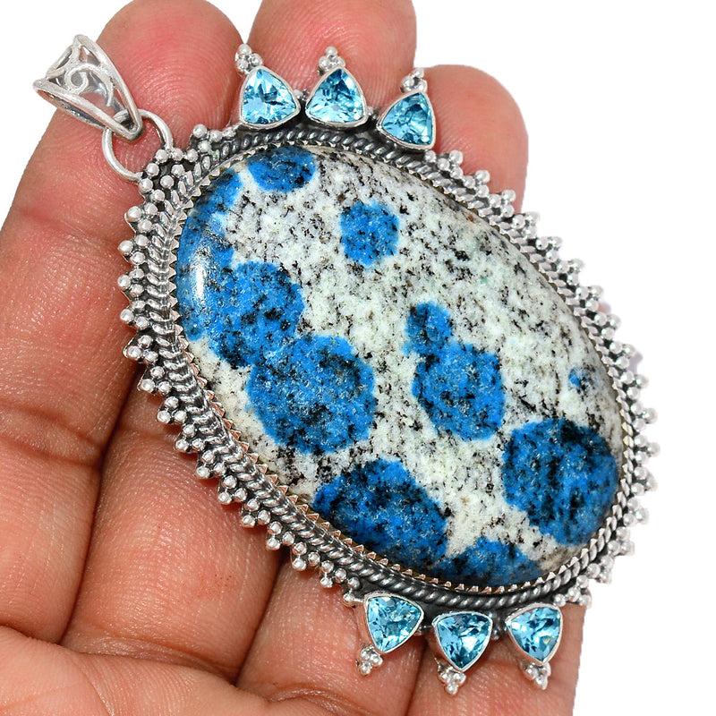 2.8" Jumbo - K2 Blue - Azurite In Quartz & Blue Topaz Pendants - MIXP117   Weight 38.4g