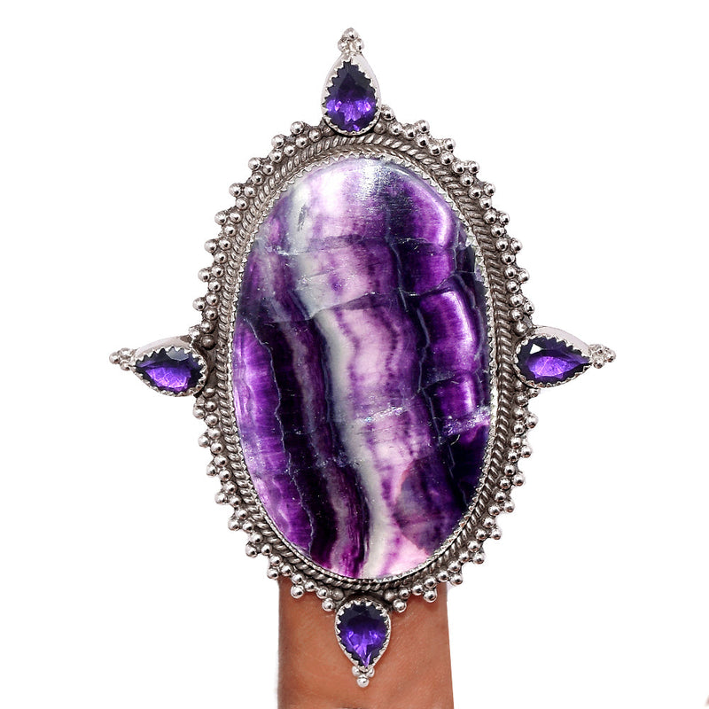 Jumbo - Blue John & Amethyst Faceted Ring - MIXR556  Weight 51.9g