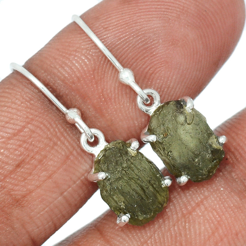 1.1" Claw - Moldavite Earrings - MLDE155