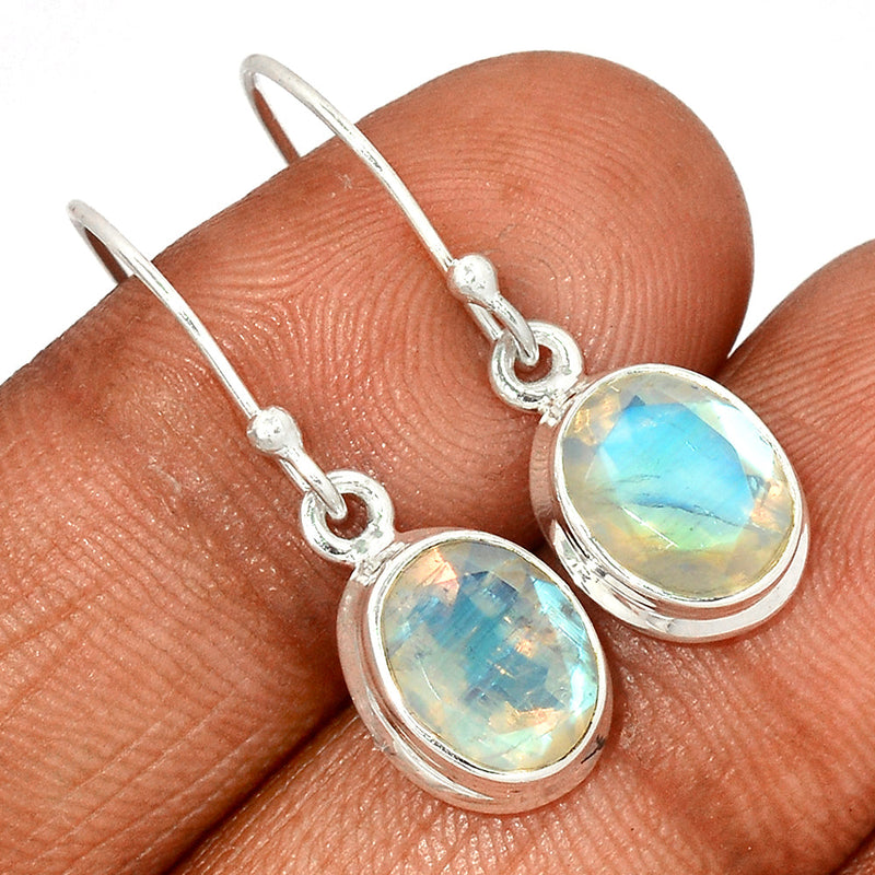 1.2" Rainbow Moonstone Faceted Earrings - MNFE412