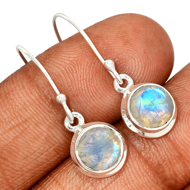 1.2" Rainbow Moonstone Faceted Earrings - MNFE417