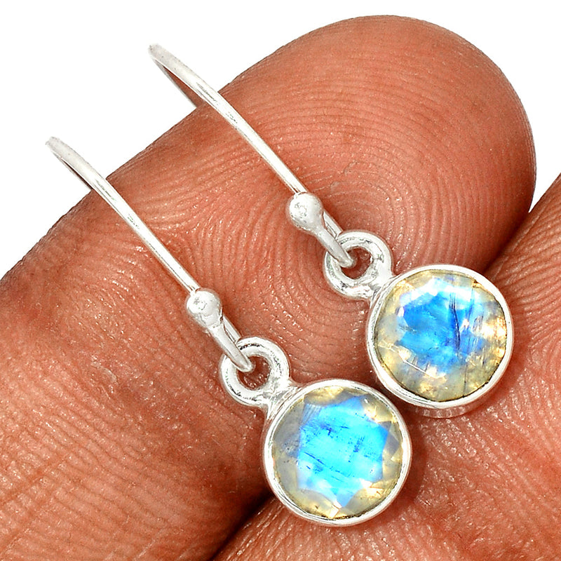 1.1" Rainbow Moonstone Faceted Earrings - MNFE420