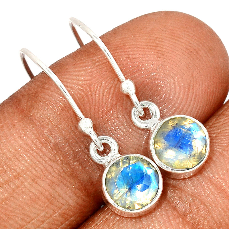 1" Rainbow Moonstone Faceted Earrings - MNFE427