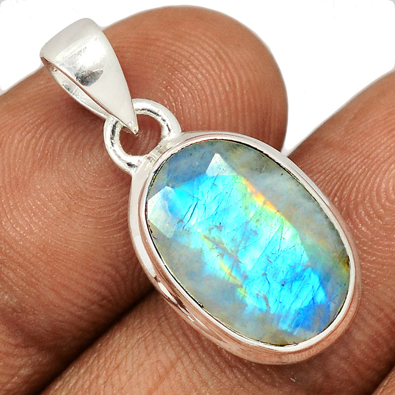 1.1" Rainbow Moonstone Faceted Pendants - MNFP1658