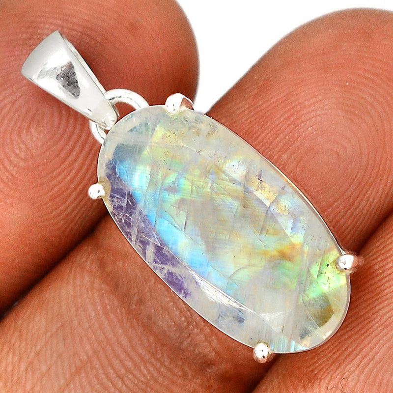 1.2" Claw - Moonstone Faceted Pendants - MNFP1691