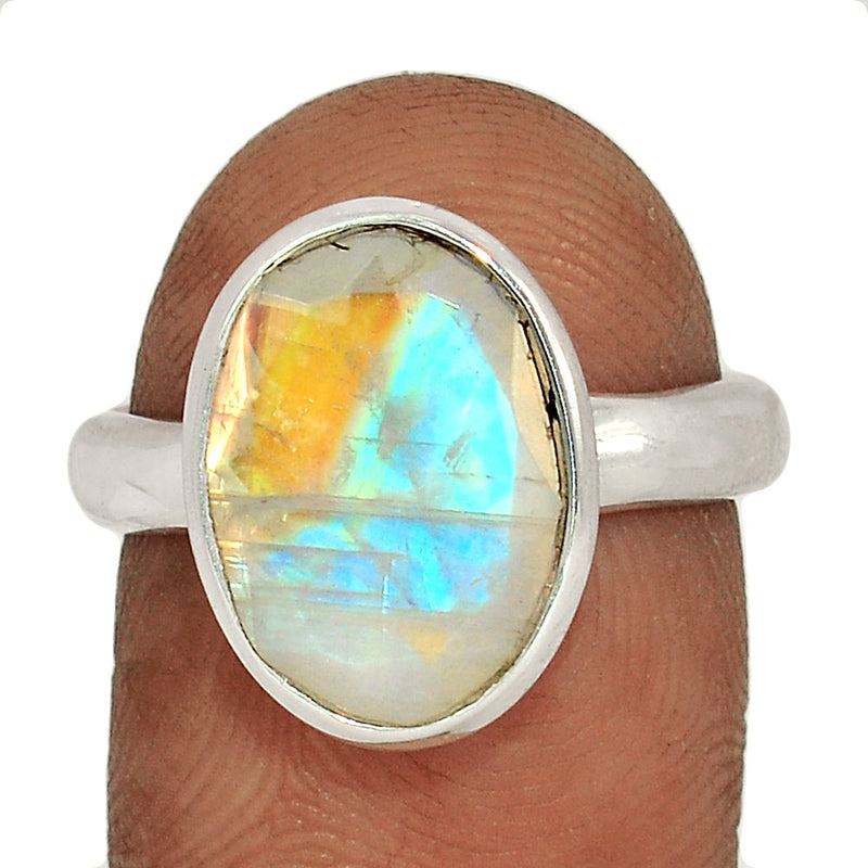 Rainbow Moonstone Faceted Ring - MNFR1517