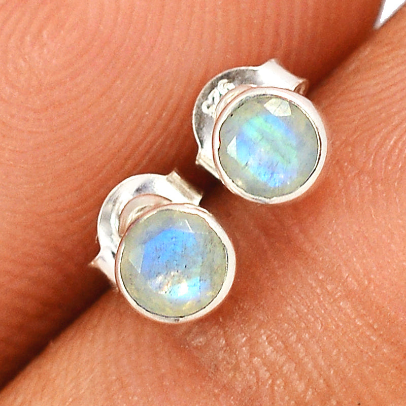 Rainbow Moonstone Faceted Studs - MNFS125