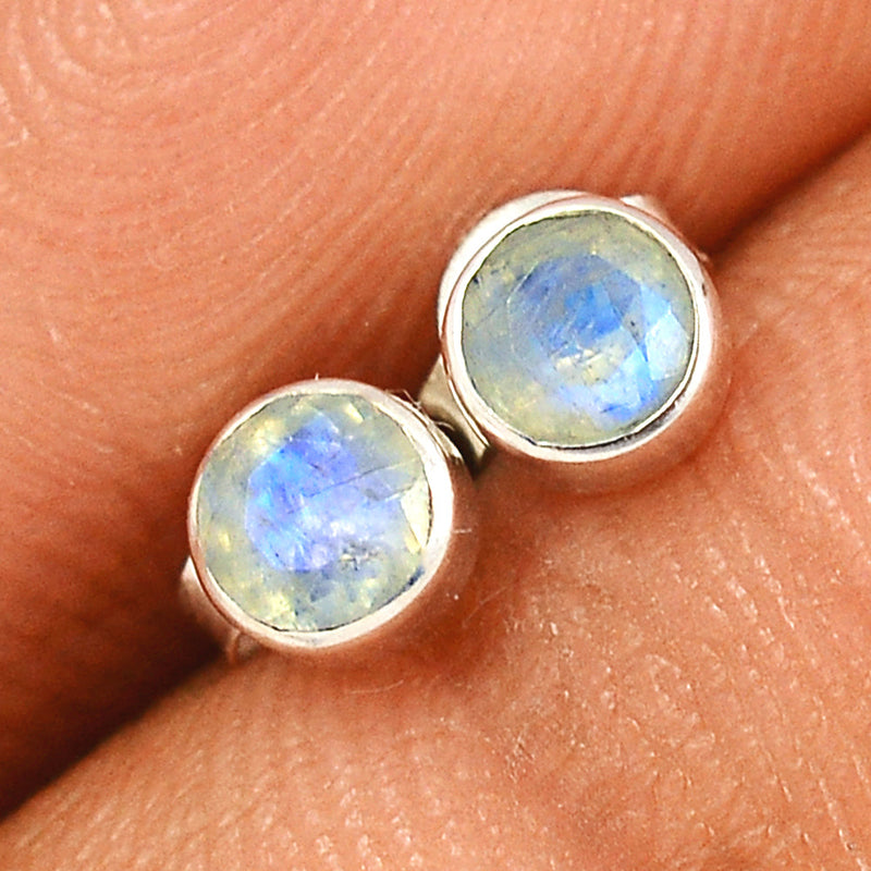 Rainbow Moonstone Faceted Studs - MNFS126