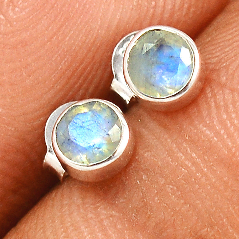 Rainbow Moonstone Faceted Studs - MNFS131