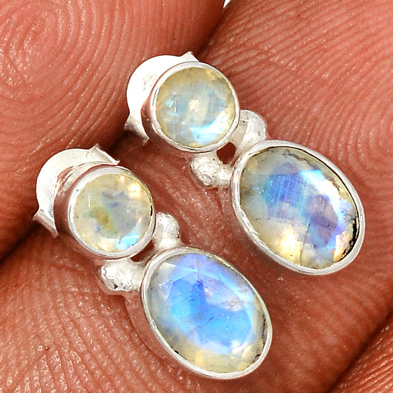 Moonstone Faceted Studs - MNFS182