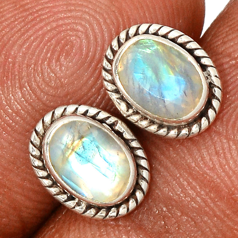 Moonstone Faceted Studs - MNFS184
