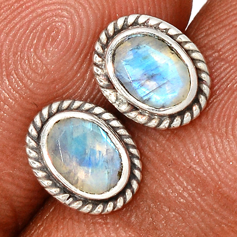 Moonstone Faceted Studs - MNFS187