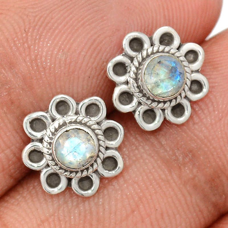 Moonstone Faceted Studs - MNFS189