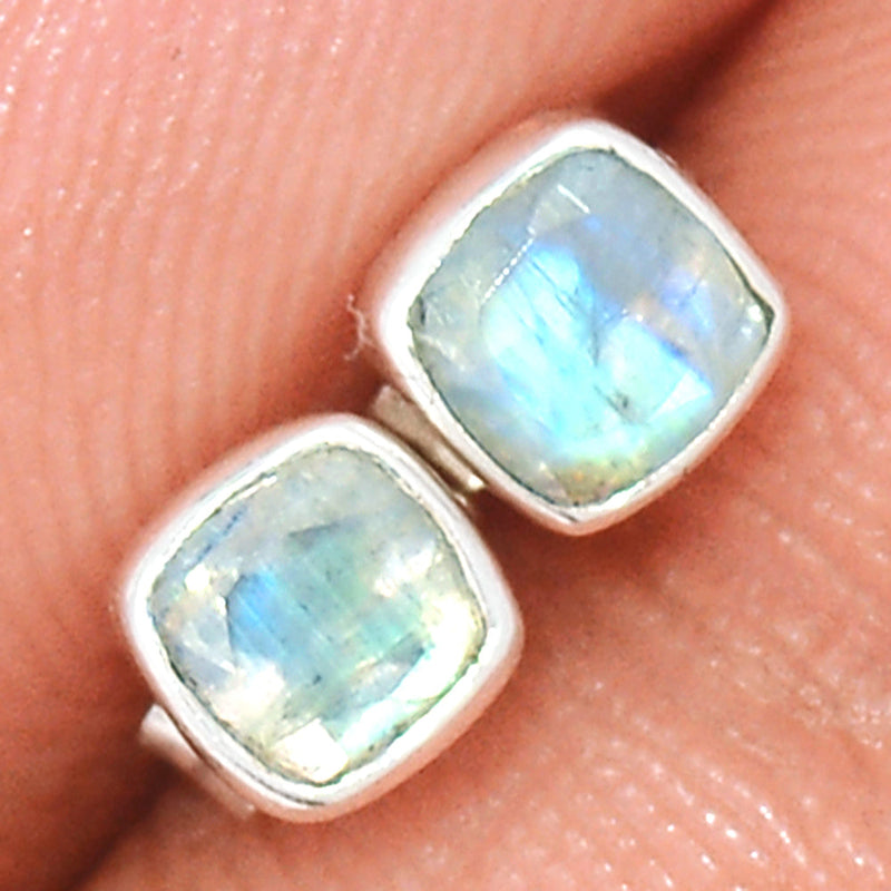 Moonstone Faceted Studs - MNFS190